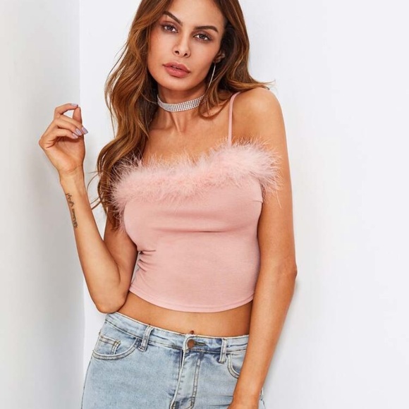 ‼️CLEARANCE Item‼️| SHEIN Pink Fur Crop Top - Picture 6 of 11